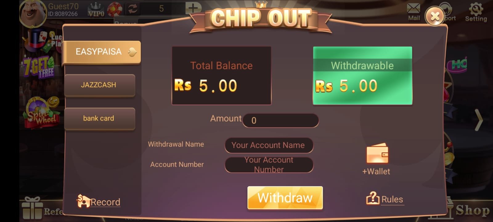 3patti free withdrawal screen showing successful payout